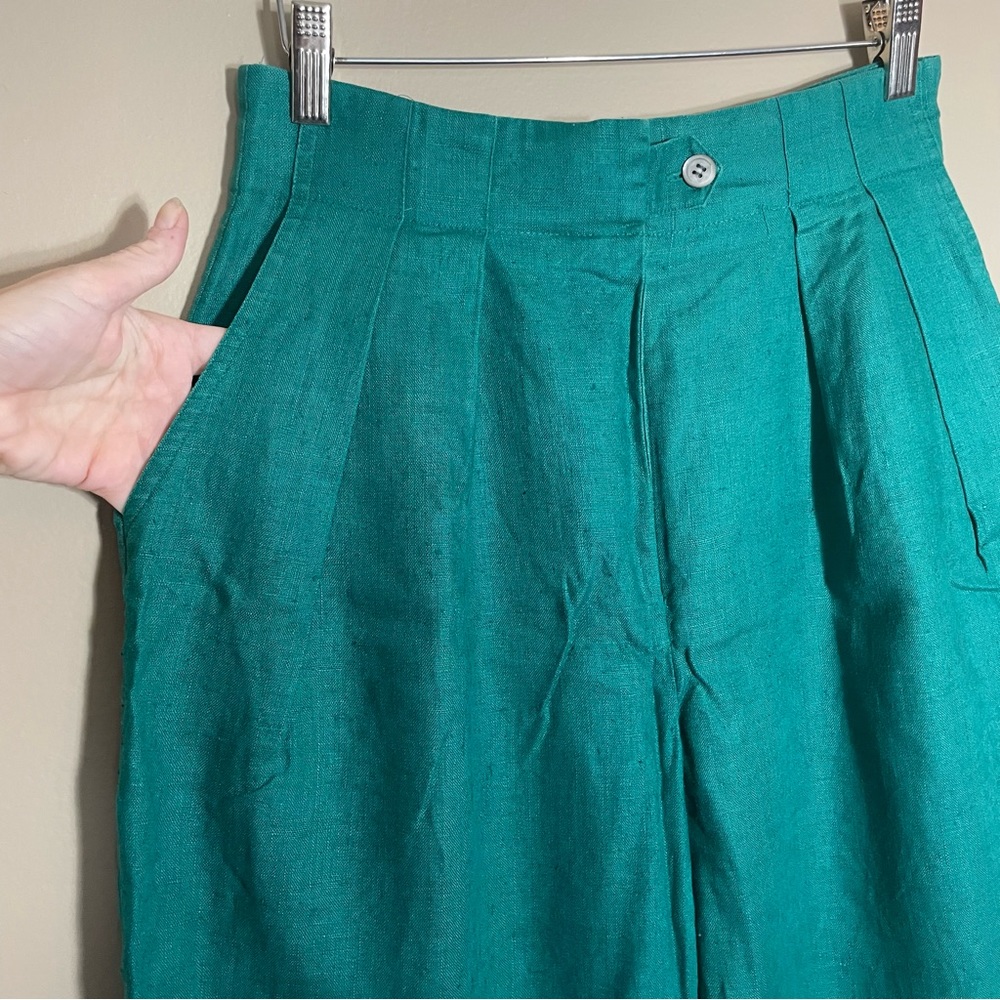 SALE Vintage Wide leg High Waisted Linen Trousers - Picture 5 of 7
